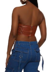 Faux Leather Lace Up Corset Top sold by Rainbow