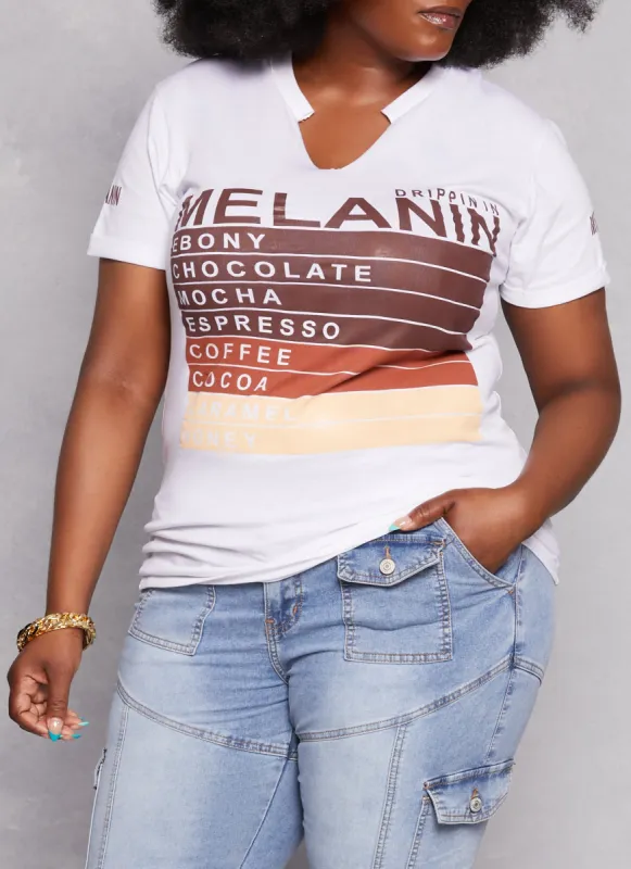 Plus Size Drippin In Melanin Notch Neck Tee sold by Rainbow