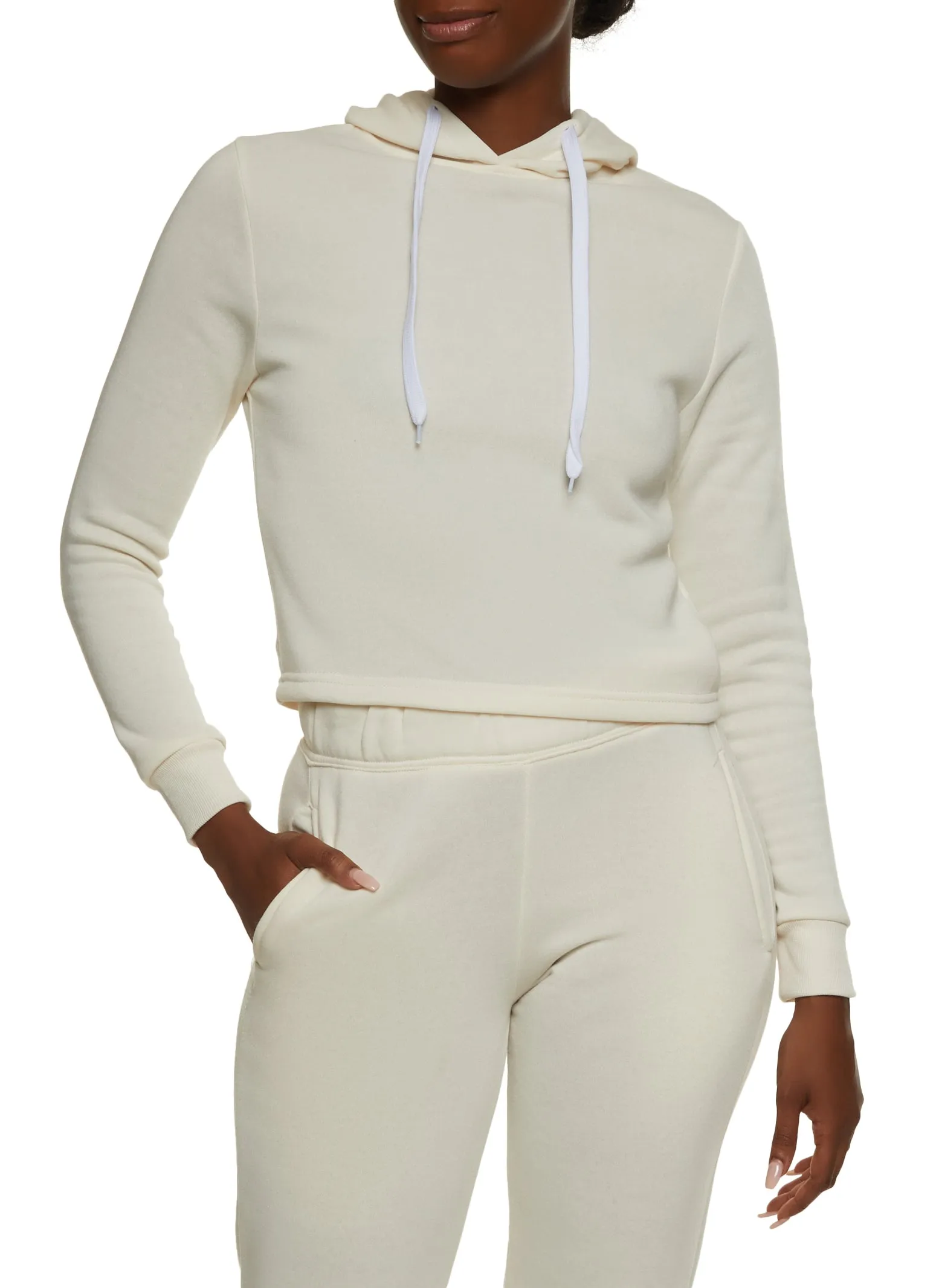 Fleece Hooded Cropped Sweatshirt sold by Rainbow