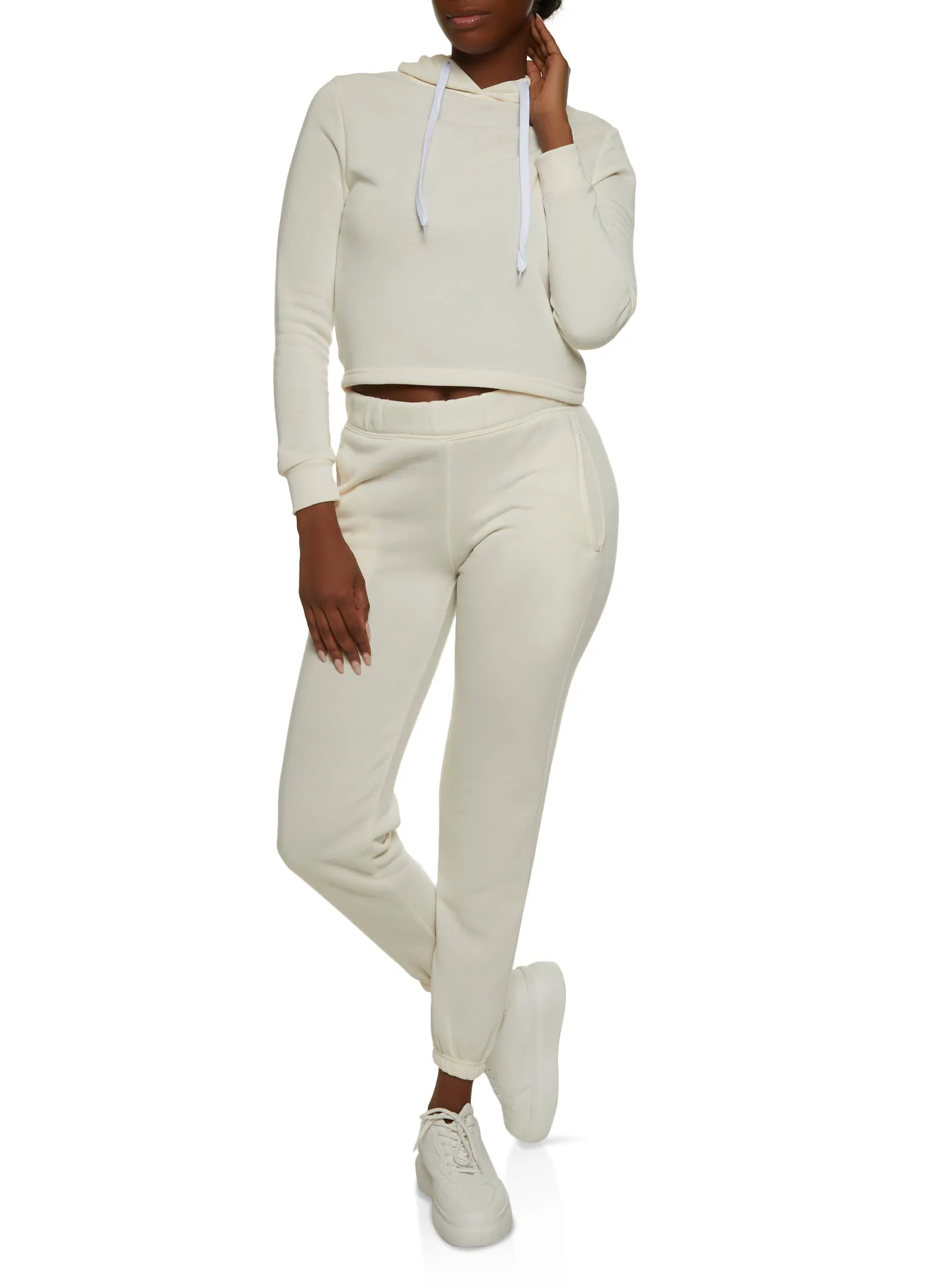 Fleece Hooded Cropped Sweatshirt sold by Rainbow product image thumbnail 2