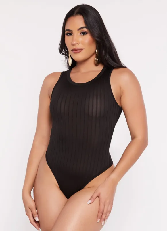 Daisy Ribbed Knit Crew Neck Sleeveless Bodysuit sold by Rainbow