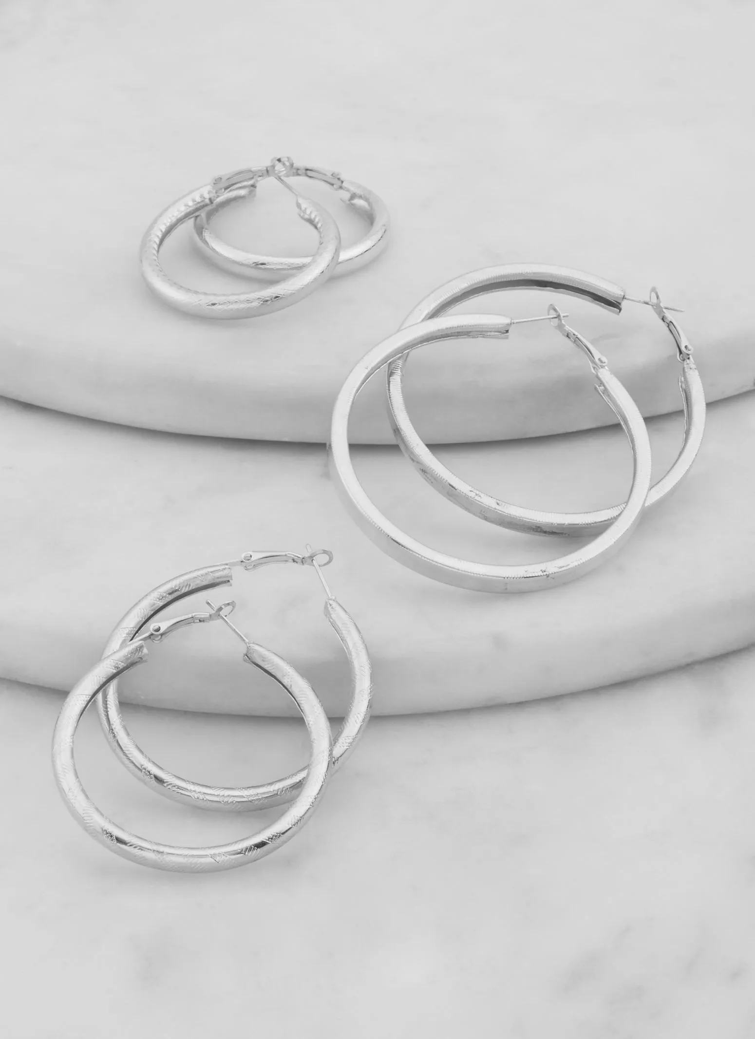 Metallic Chunky Hoop Earring Trio sold by Rainbow