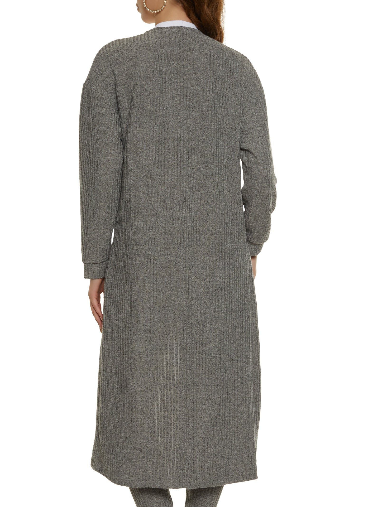 Ribbed Knit Open Front Long Cardigan sold by Rainbow product image thumbnail 3