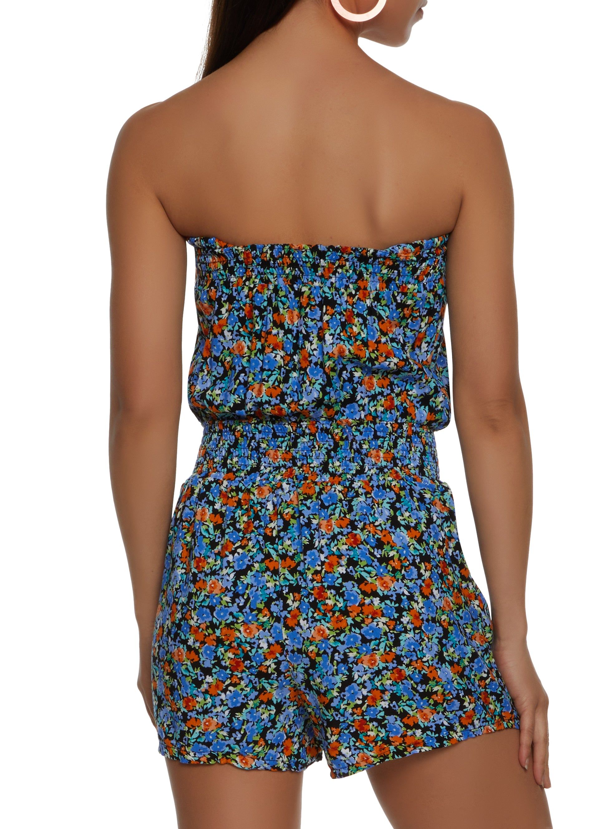 Floral Print Smocked Strapless Romper sold by Rainbow product image thumbnail 2
