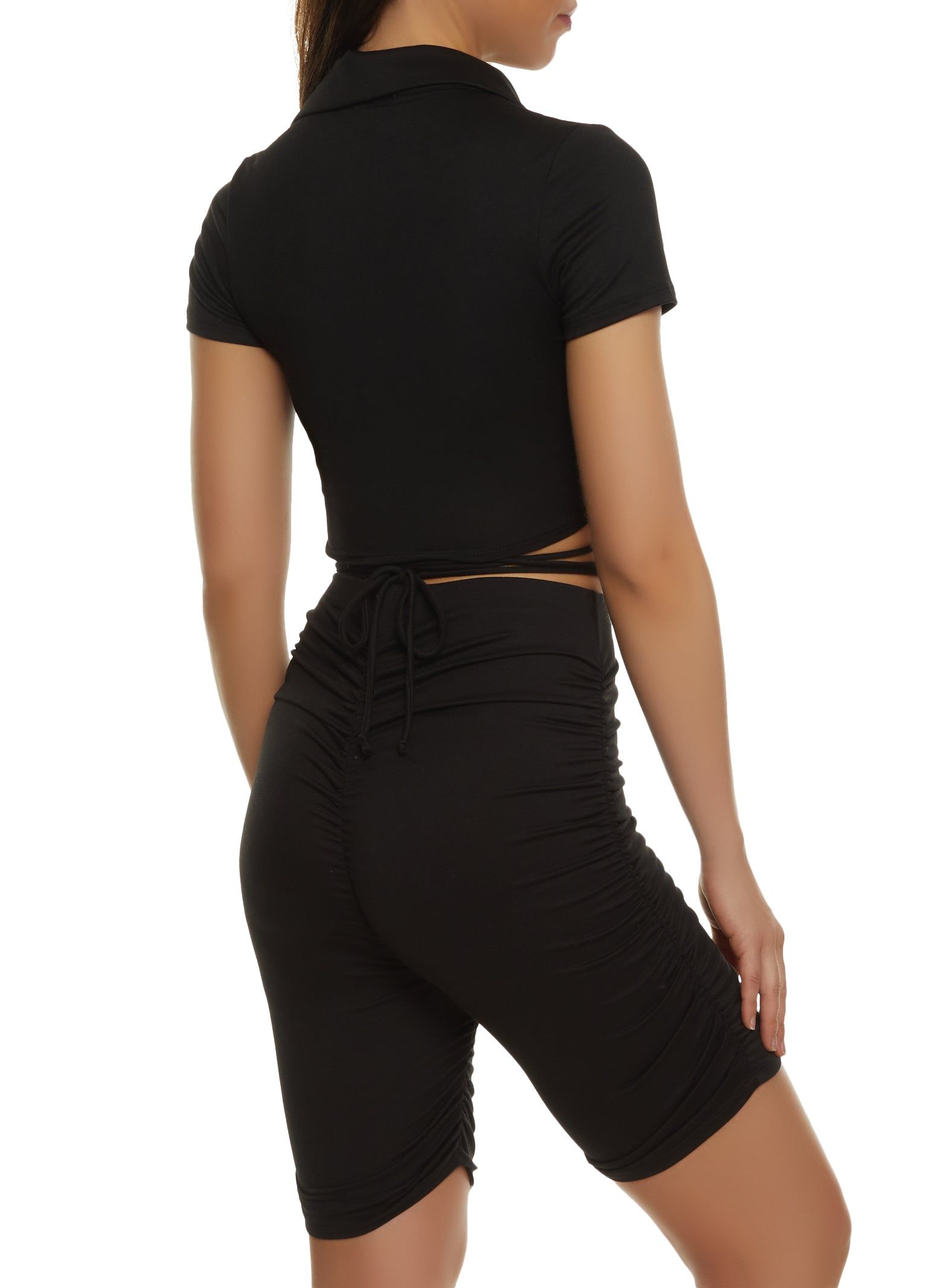 Criss Cross Tie Back Ruched Crop Top sold by Rainbow product image thumbnail 3