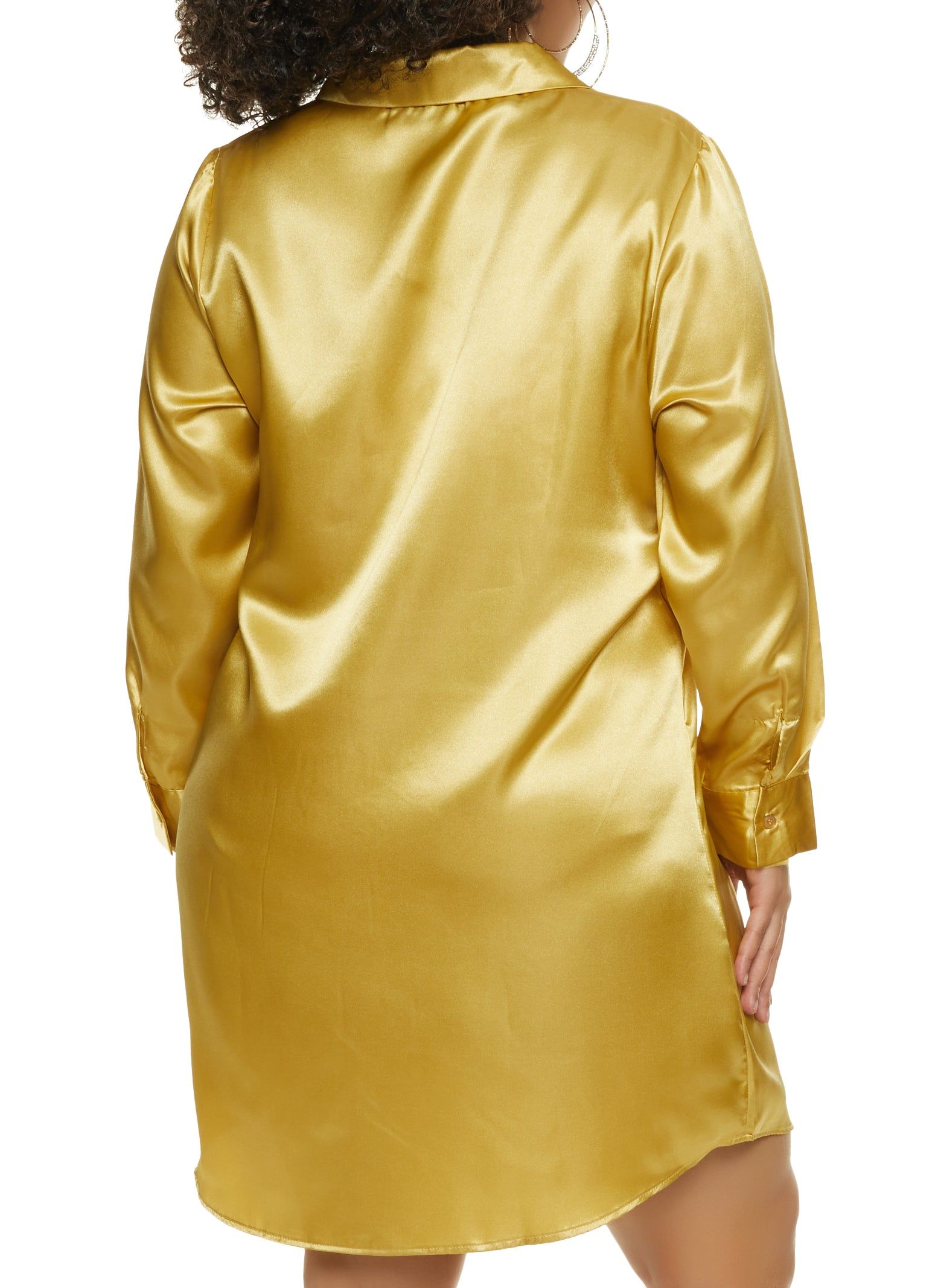 Plus Size Satin Button Front Shirt Dress sold by Rainbow product image thumbnail 3