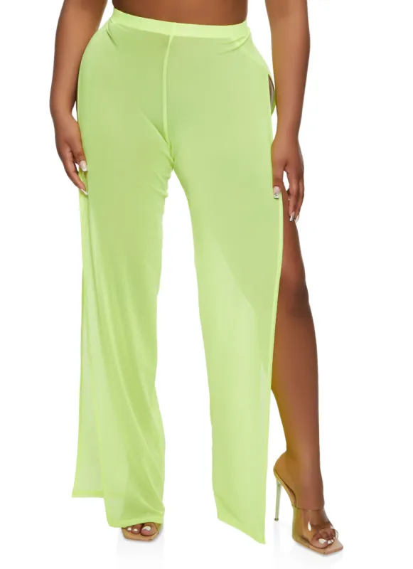 Daisy Mesh Open Side Wide Leg Pants sold by Rainbow