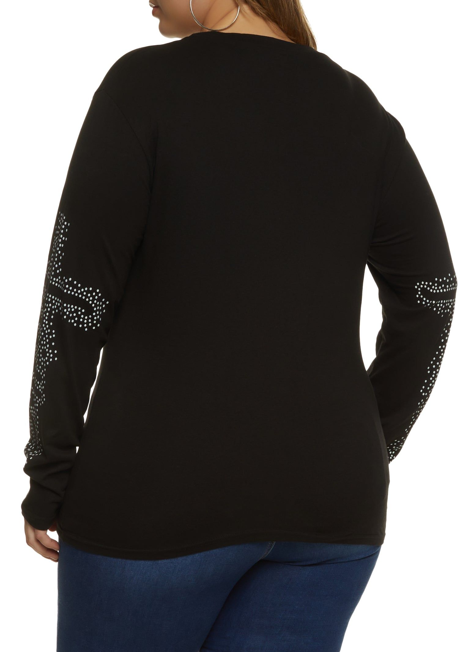 Plus Size Long Sleeve Faith Rhinestone Graphic Tee sold by Rainbow product image thumbnail 2