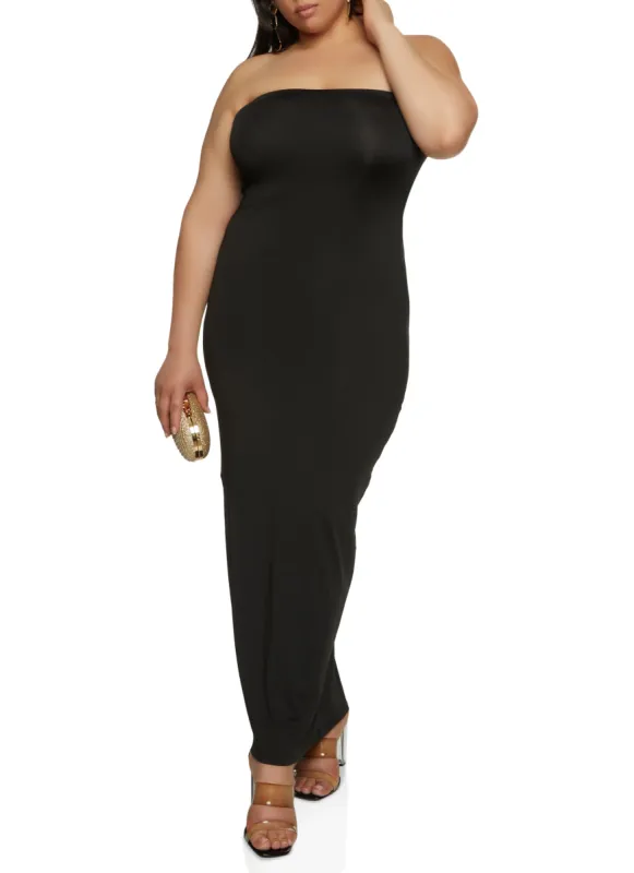 Plus Size Daisy Solid Tube Maxi Dress sold by Rainbow