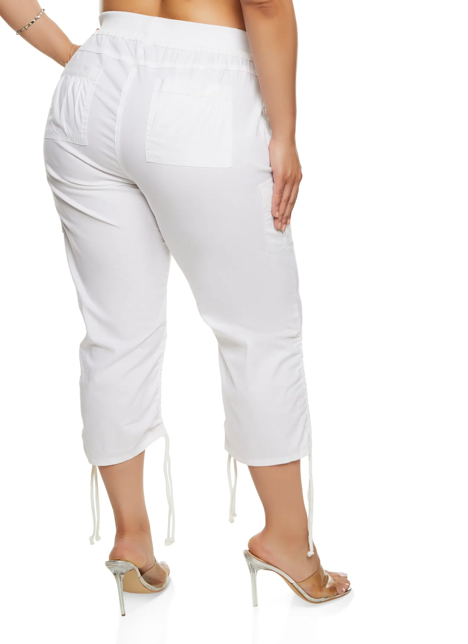 Plus Size Tie Hem Cargo Pocket Capris sold by Rainbow product image thumbnail 3