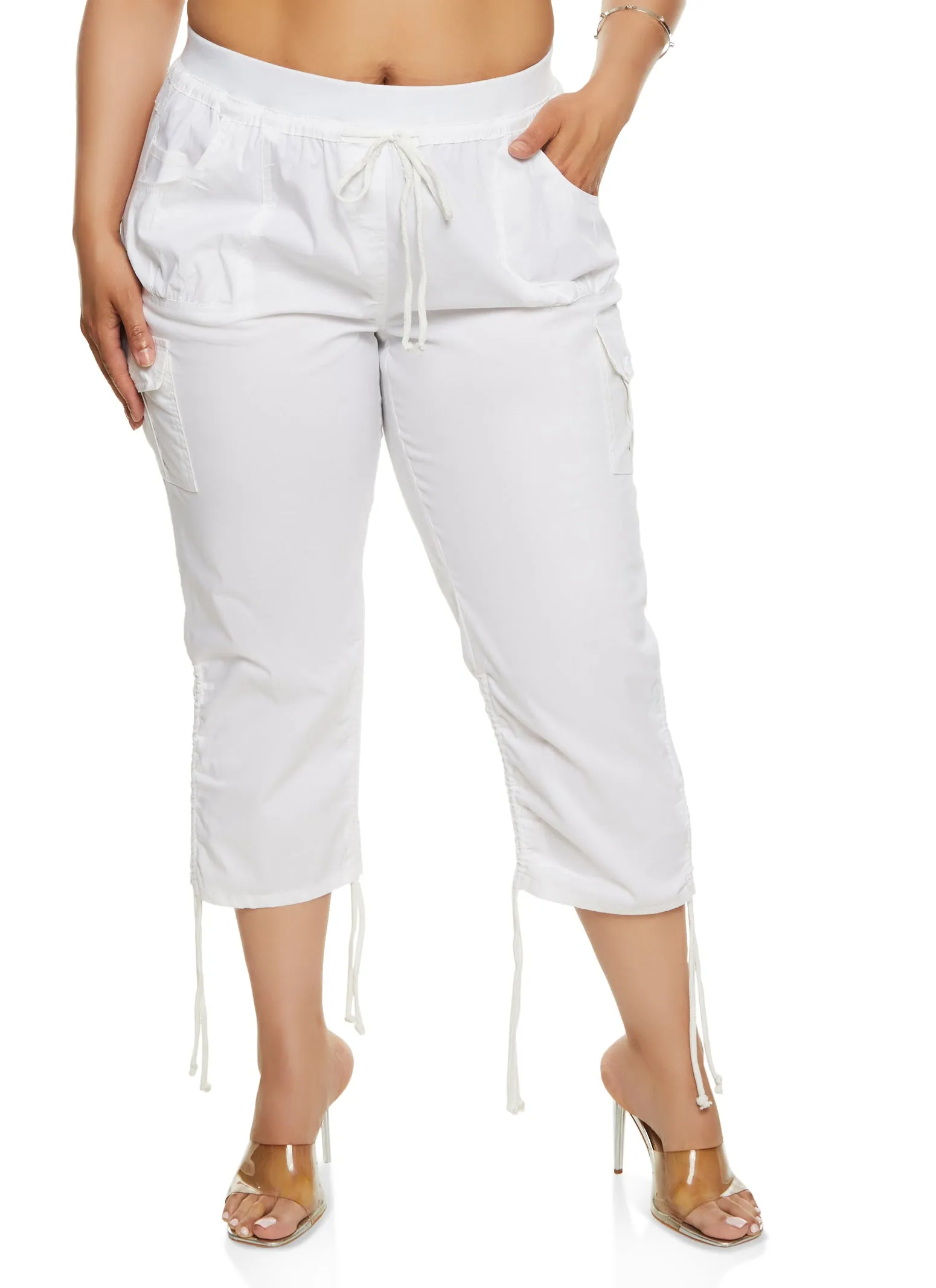 Plus Size Tie Hem Cargo Pocket Capris sold by Rainbow product image thumbnail 2