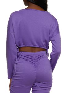 French Terry Drawstring Hem Cropped Sweatshirt sold by Rainbow