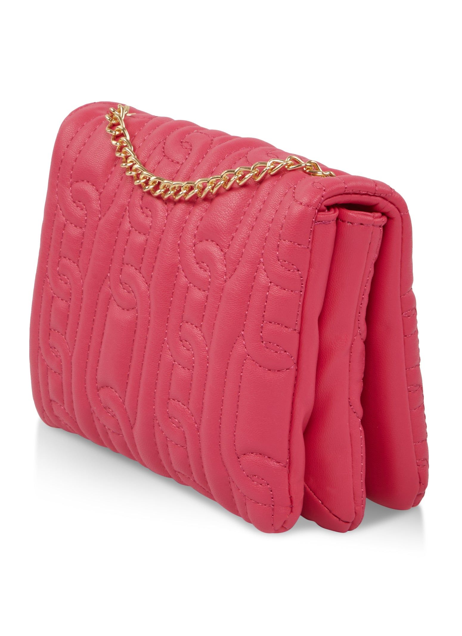 Faux Leather Quilted Chain Strap Crossbody Bag sold by Rainbow product image thumbnail 3