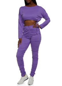 French Terry Drawstring Hem Cropped Sweatshirt sold by Rainbow
