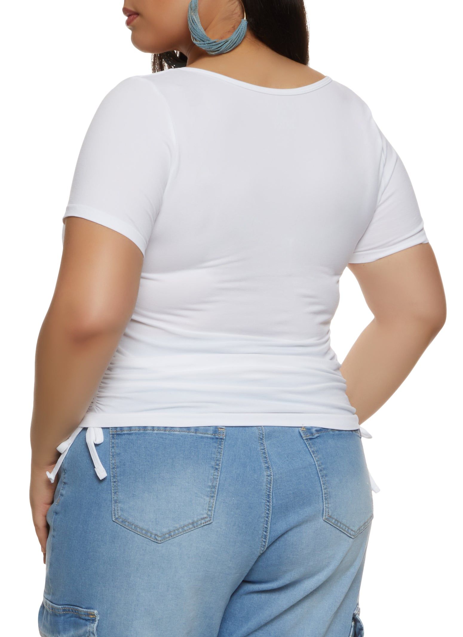 Plus Size Scoop Neck Ruched Side T Shirt sold by Rainbow product image thumbnail 2