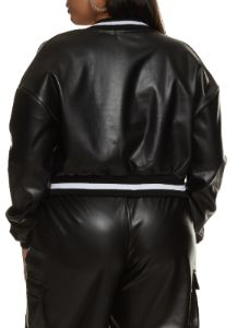 Plus Size Faux Leather Cropped Jacket sold by Rainbow