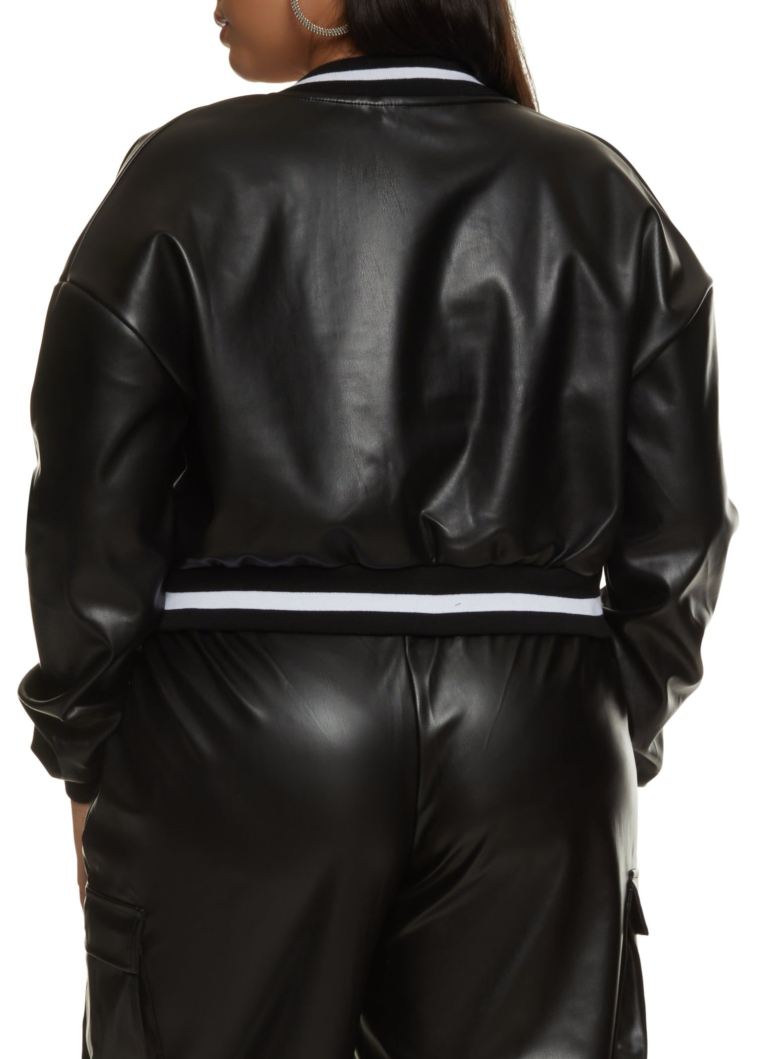 Plus Size Faux Leather Cropped Jacket sold by Rainbow product image thumbnail 3