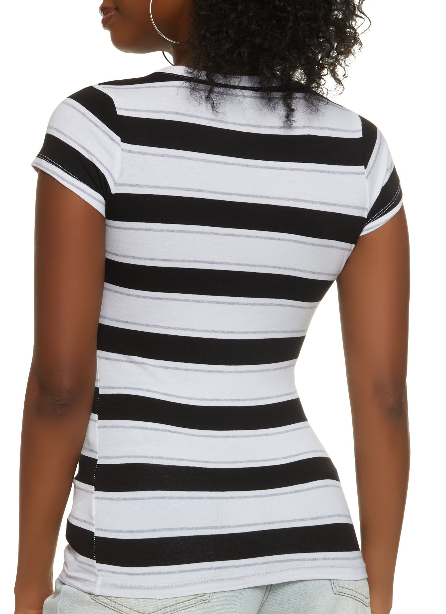 Basic Striped Crew Neck Tee sold by Rainbow product image thumbnail 2