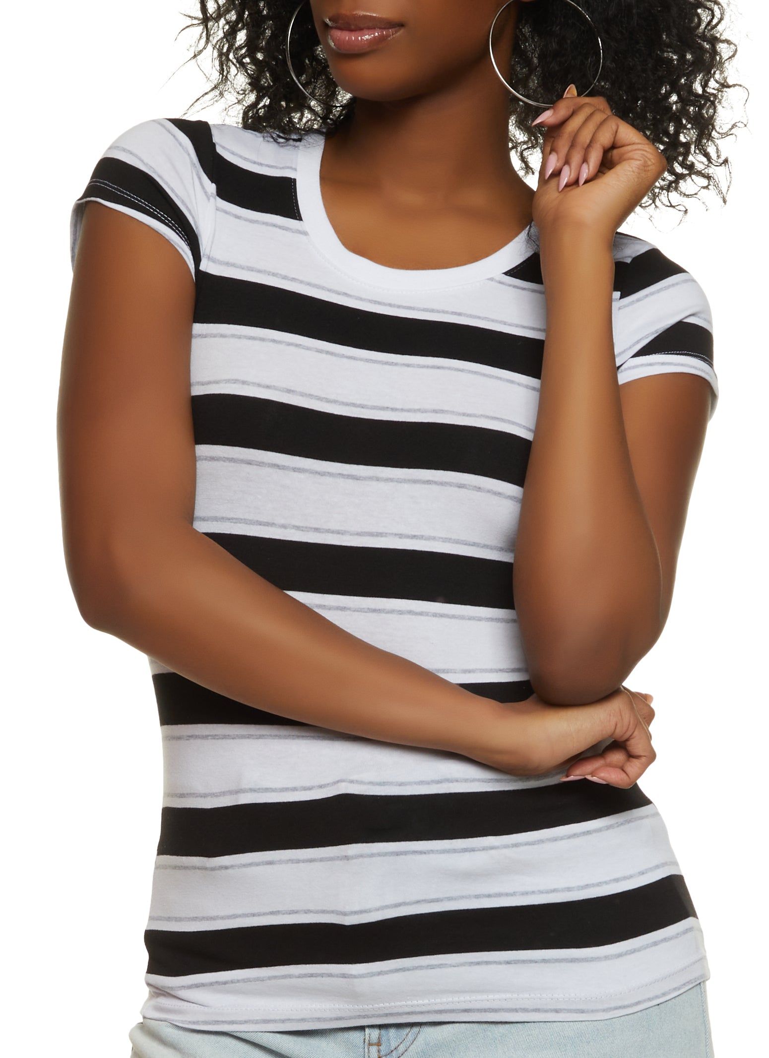 Basic Striped Crew Neck Tee sold by Rainbow