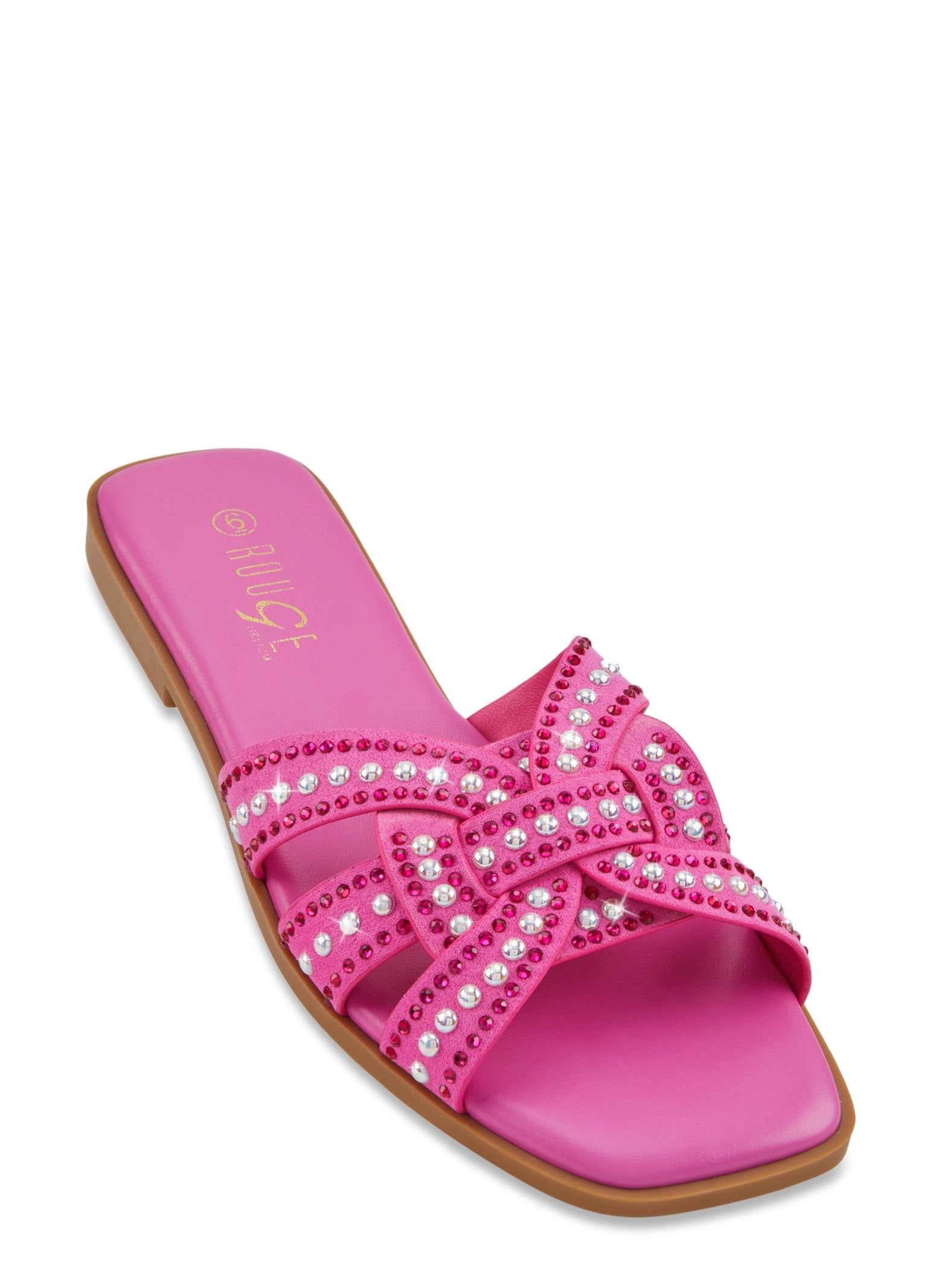 Rhinestone Studded Band Slide Sandals sold by Rainbow