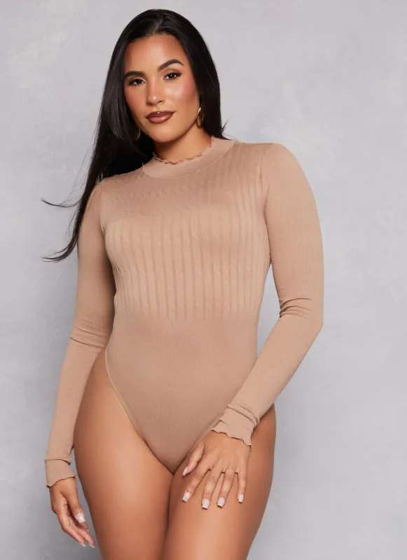 Seamless Mock Neck Long Sleeve Bodysuit sold by Rainbow