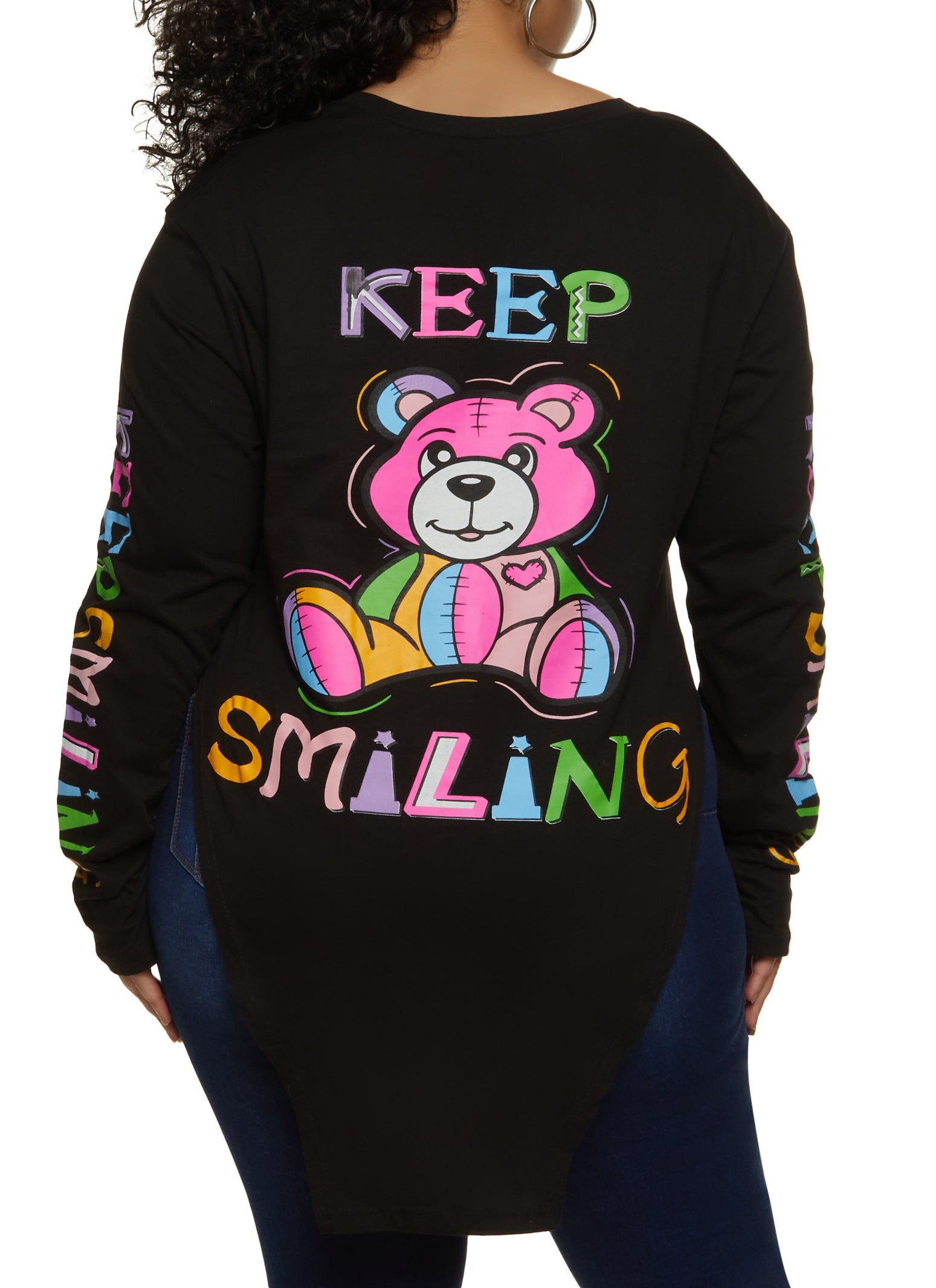Plus Size Keep Smiling Hanky Hem Graphic Tee sold by Rainbow product image thumbnail 2