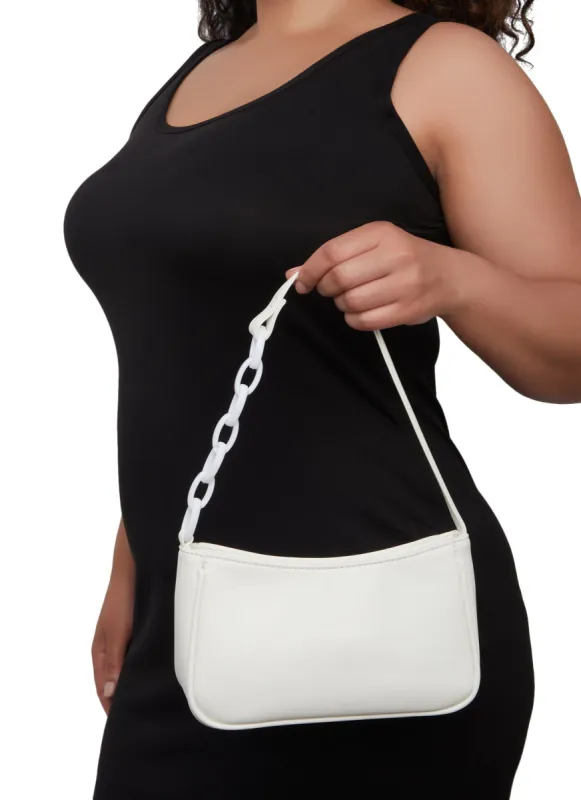 Faux Leather Chain Strap Detail Shoulder Bag sold by Rainbow