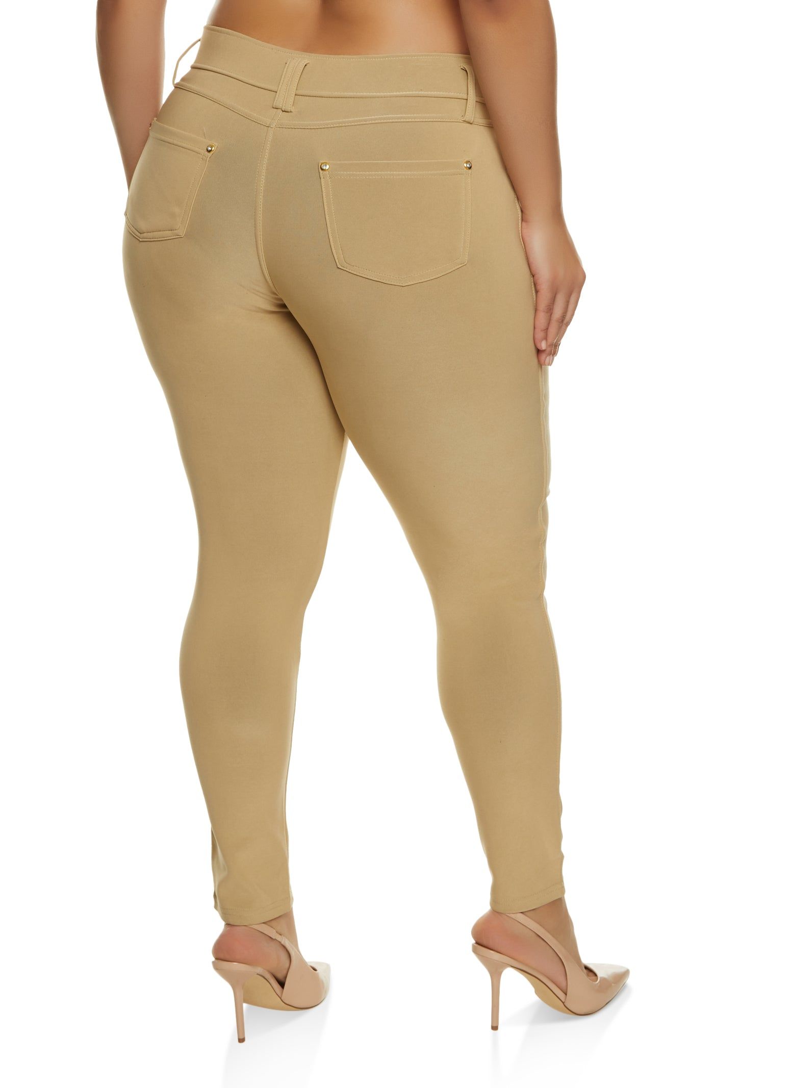 Plus Size Three Rhinestone Faux Button Pants sold by Rainbow product image thumbnail 2