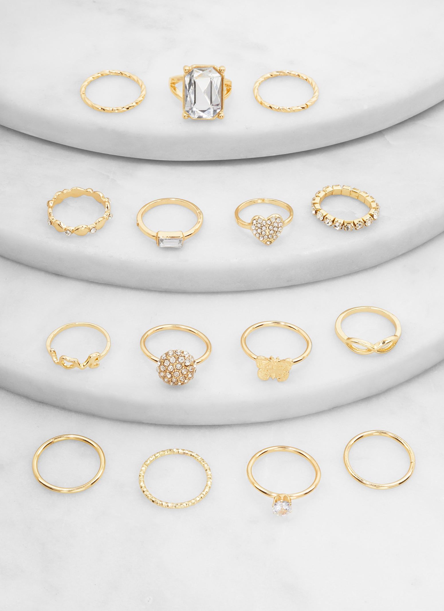 Set of 15 Cubic Zirconia Rings sold by Rainbow