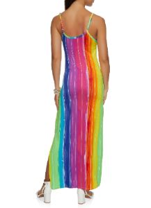 Rainbow Striped Button Detail Maxi Dress sold by Rainbow