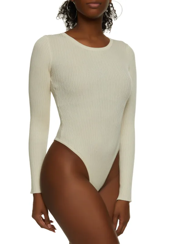 Ribbed Crew Neck Long Sleeve Bodysuit sold by Rainbow