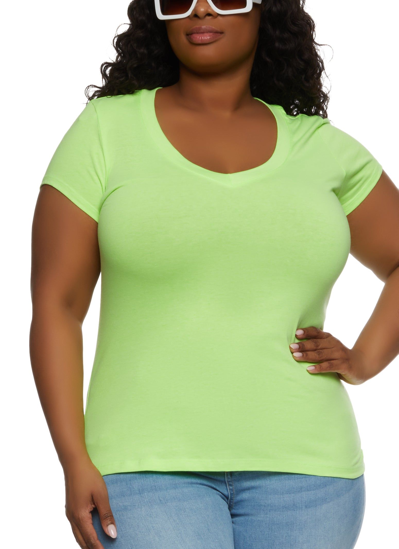 Plus Size V Neck Tee sold by Rainbow