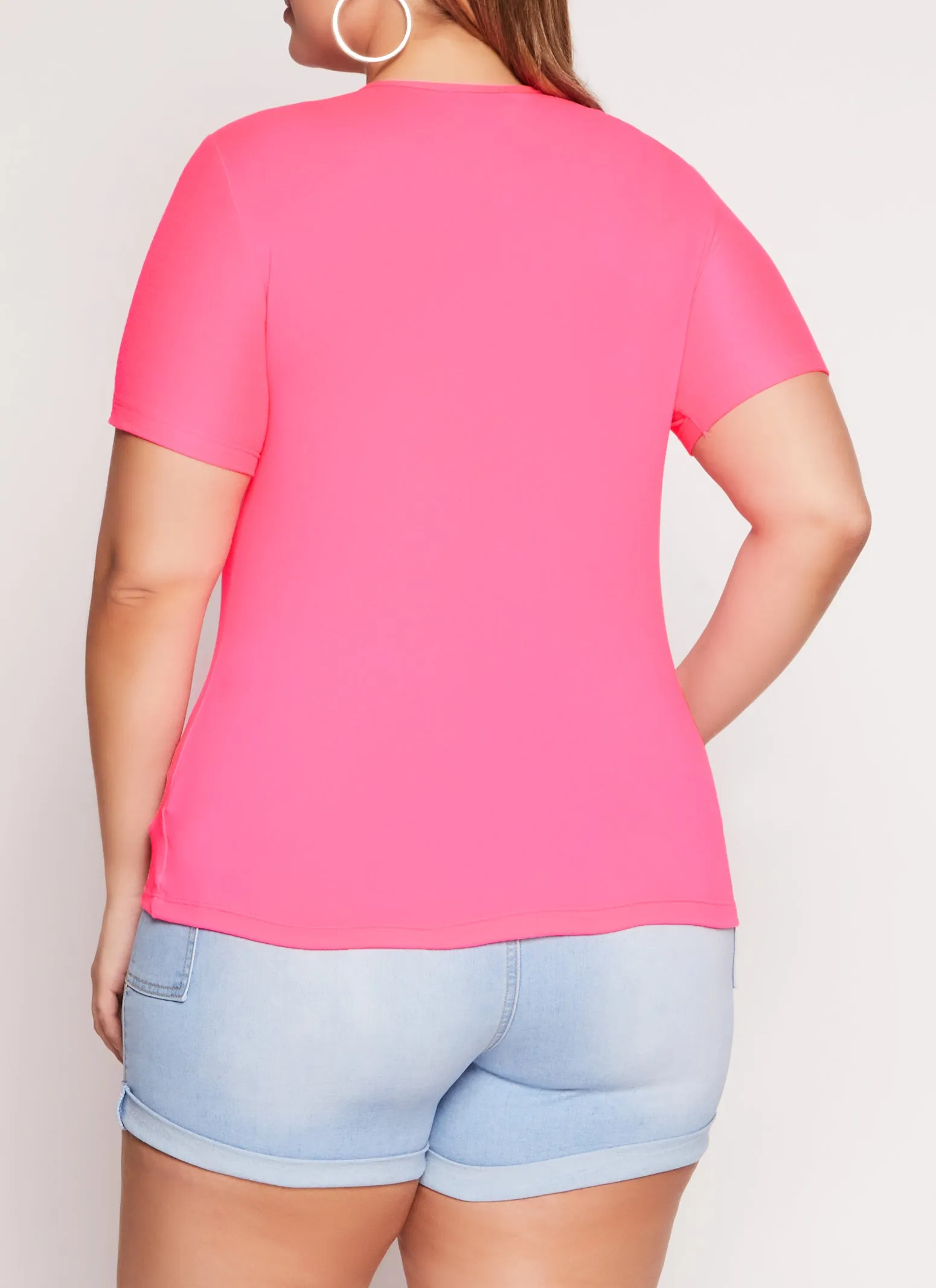 Plus Size O Ring Keyhole Short Sleeve Tee sold by Rainbow product image thumbnail 3
