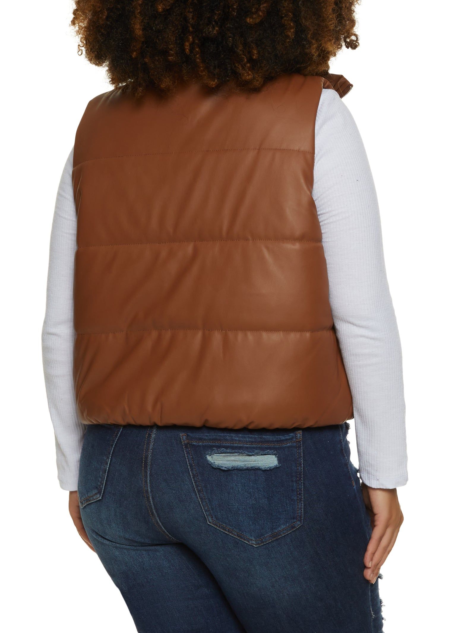 Plus Size Faux Leather Quilted Puffer Vest sold by Rainbow product image thumbnail 2