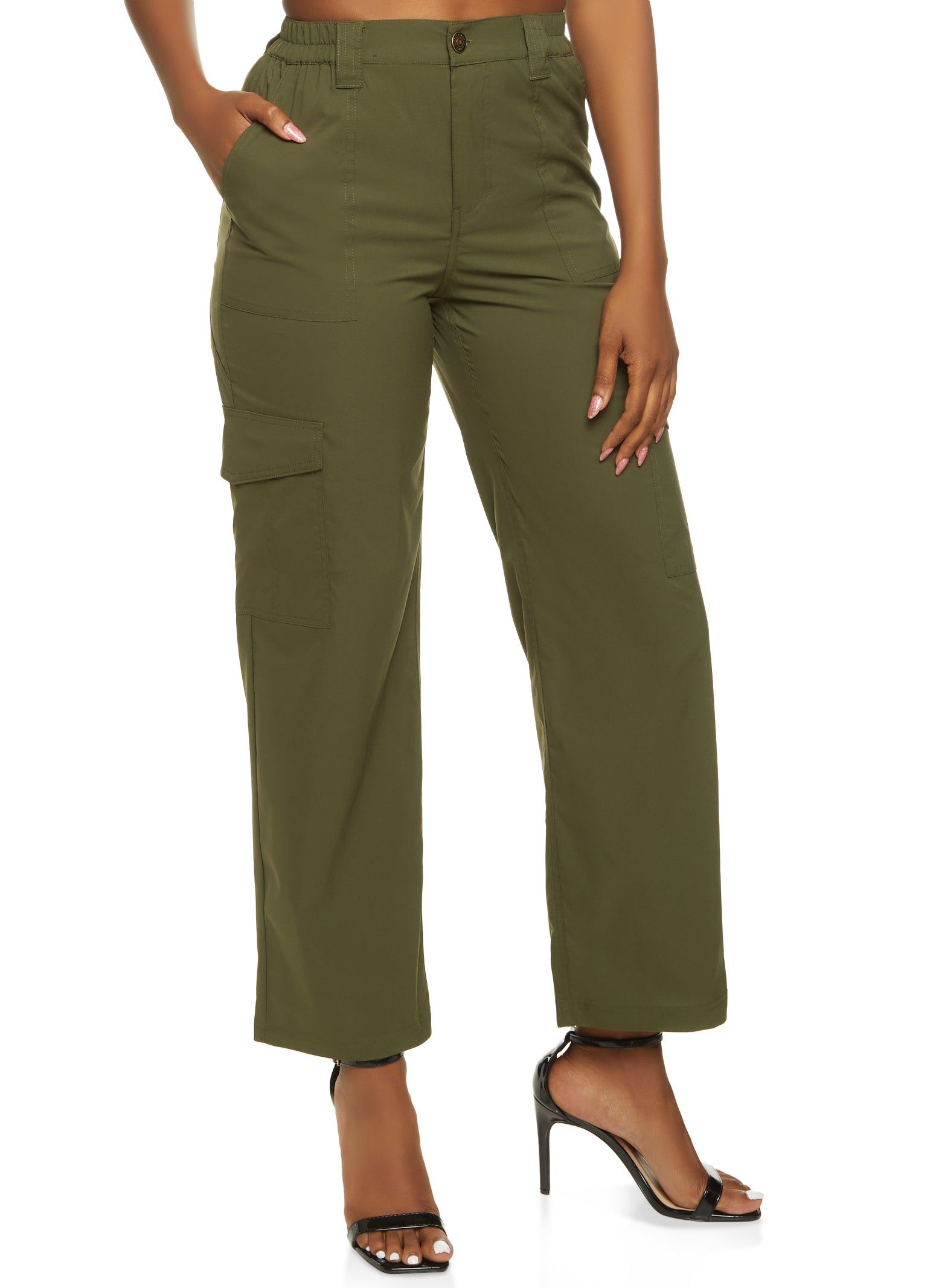 Nylon Wide Leg Cargo Pants sold by Rainbow