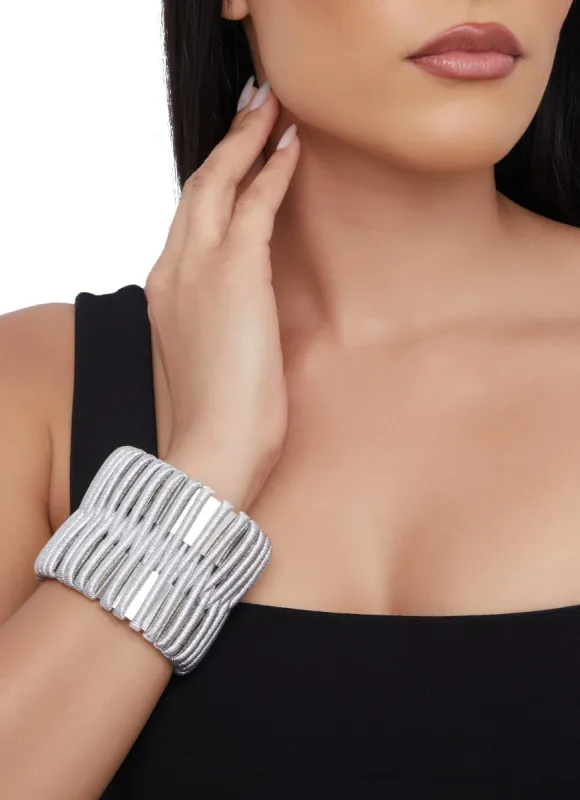 Metallic Threaded Cuff Bracelet sold by Rainbow