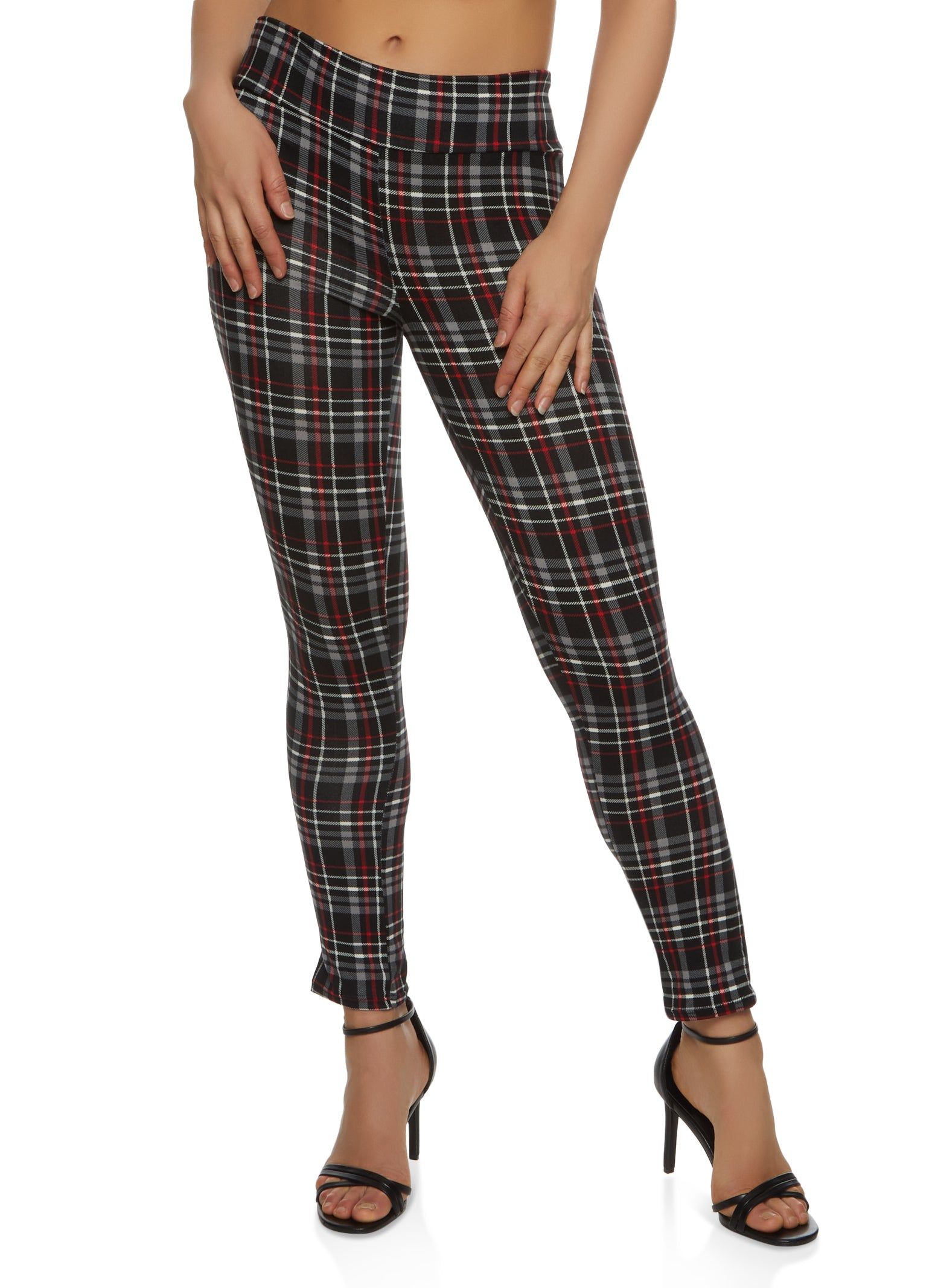 Plaid High Waisted Pull On Dress Pants sold by Rainbow