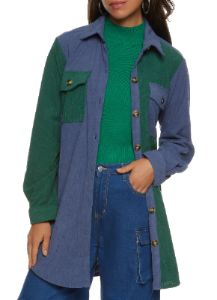 Corduroy Button Front Tunic Shirt sold by Rainbow
