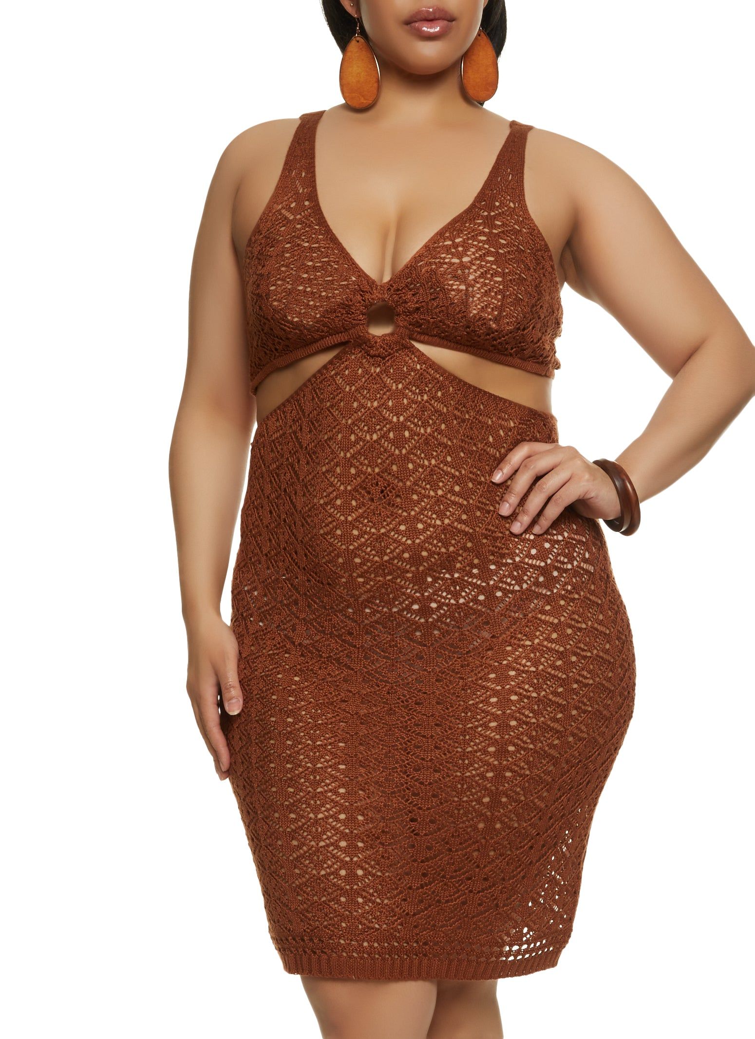 Plus Size Keyhole Cut Out Knit Dress sold by Rainbow