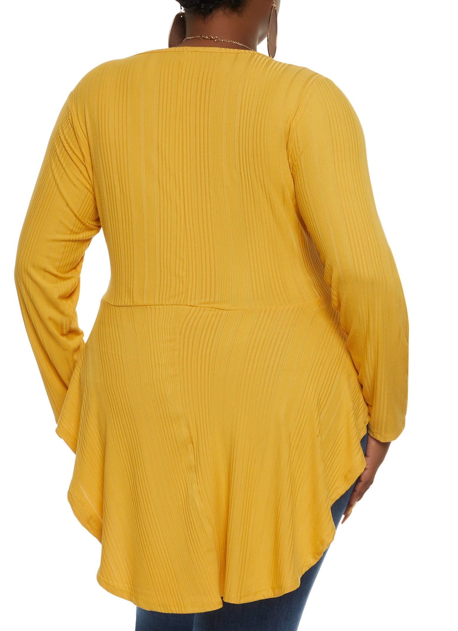 Plus Size Long Sleeve Peplum Top with Necklace sold by Rainbow product image thumbnail 2