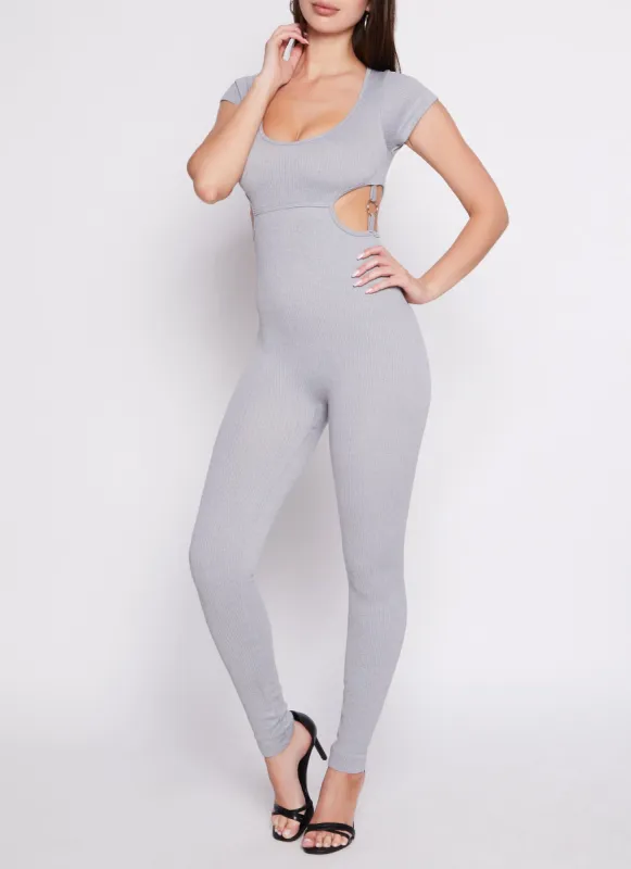 O Ring Side Cut Out Jumpsuit sold by Rainbow
