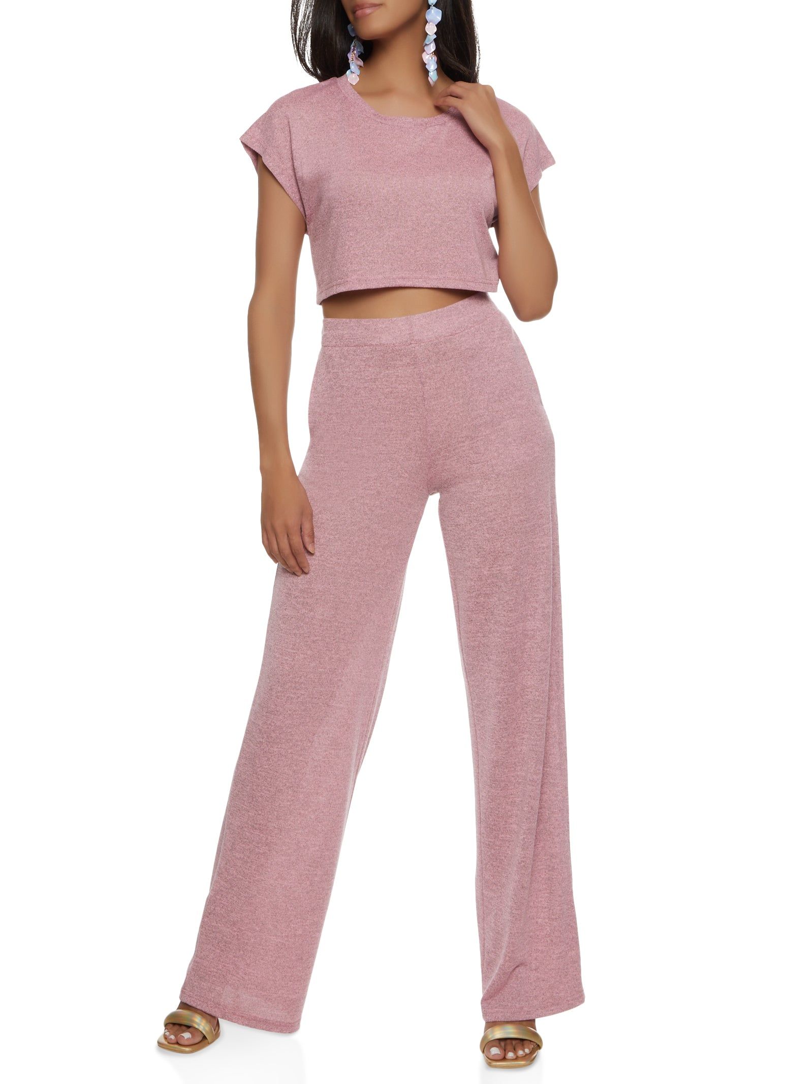 Brushed Knit Short Sleeve Crop Top sold by Rainbow product image thumbnail 2