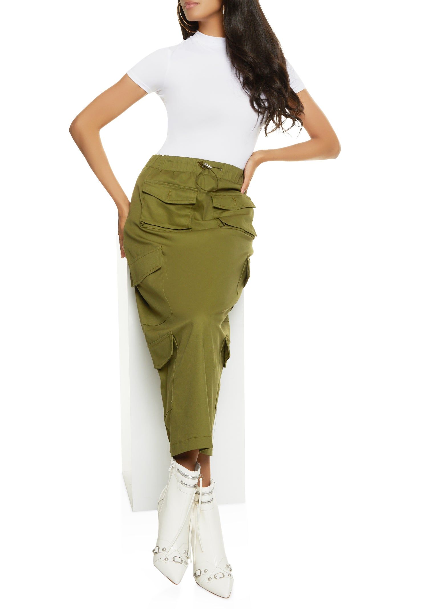 Toggle Drawstring Waist Cargo Maxi Skirt sold by Rainbow product image thumbnail 2