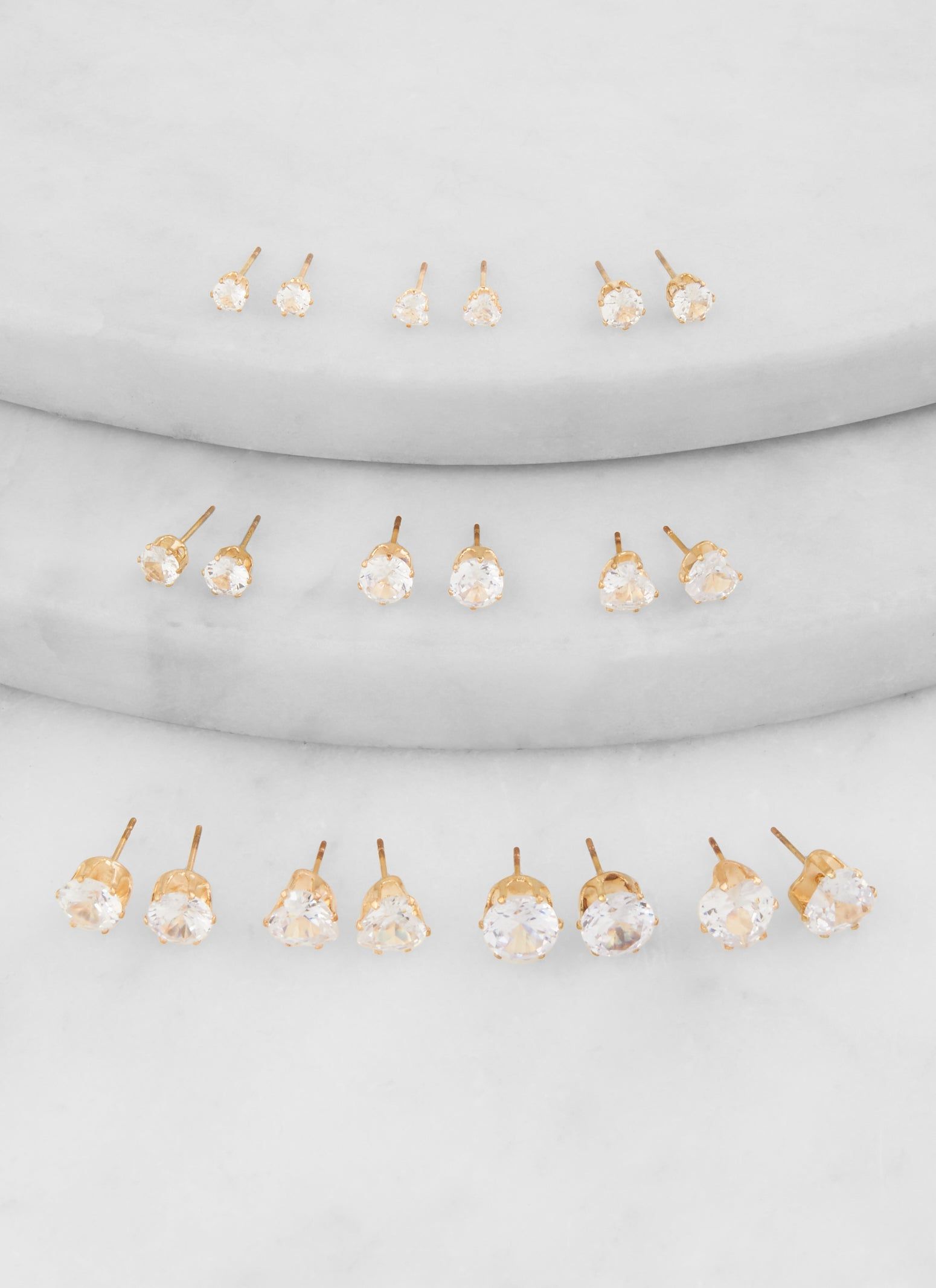 Set Of 10 Cubic Zirconia Stud Earrings sold by Rainbow