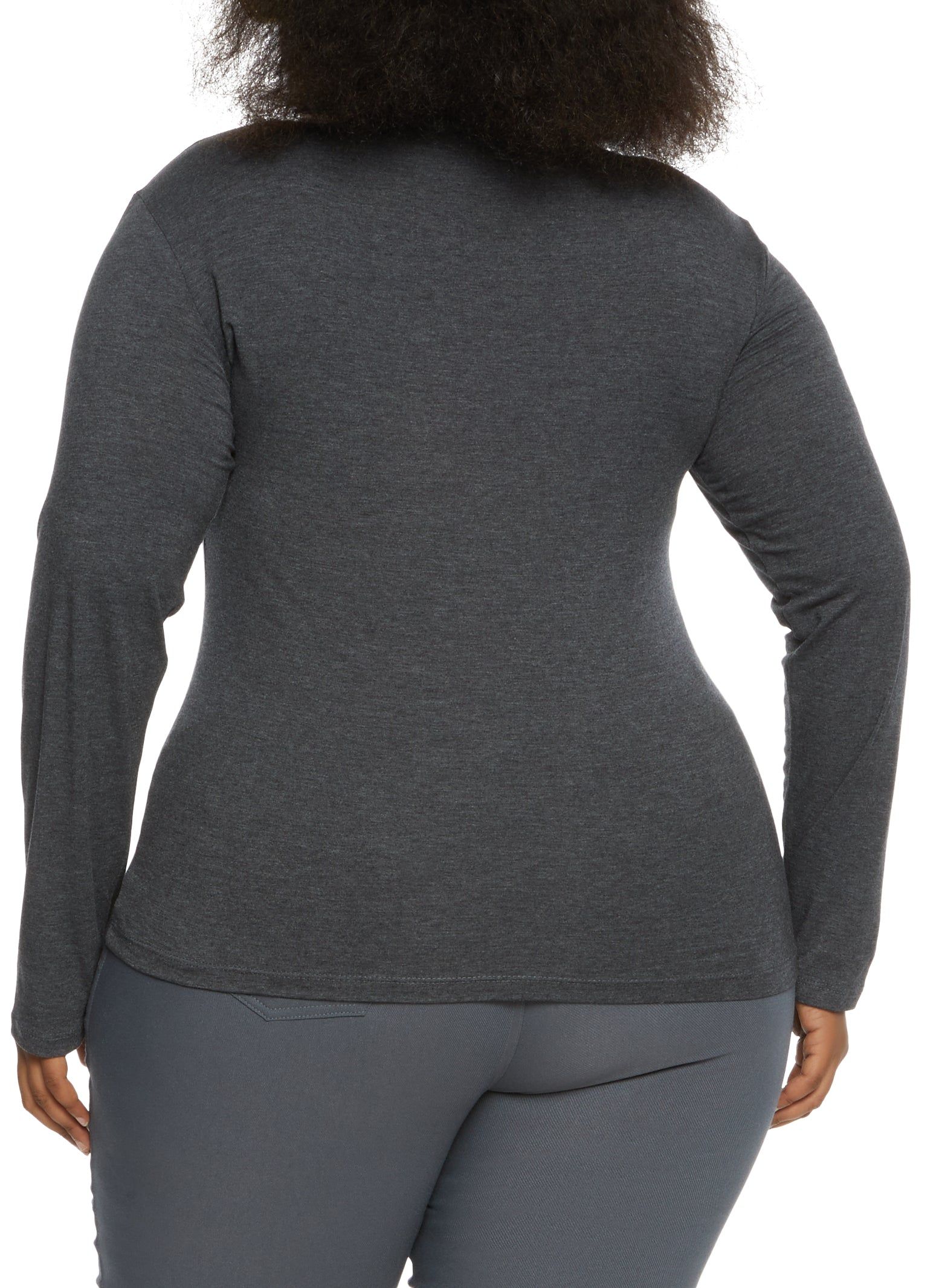 Plus Size Basic Long Sleeve Crew Neck Top sold by Rainbow product image thumbnail 2