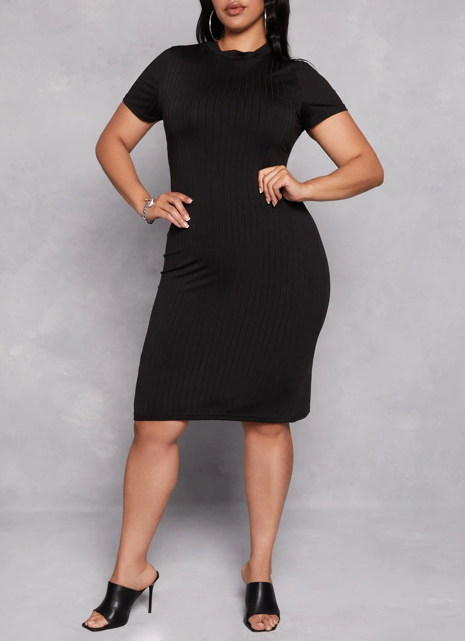 Plus Size Daisy Ribbed Knit T Shirt Dress sold by Rainbow product image thumbnail 2