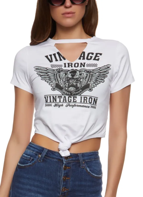 Vintage Iron Graphic Cut Out Cropped Tee sold by Rainbow