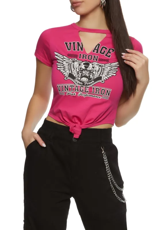 Vintage Iron Graphic Cut Out Cropped Tee sold by Rainbow
