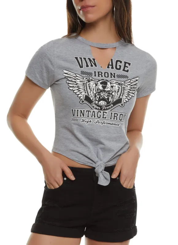 Vintage Iron Graphic Cut Out Cropped Tee sold by Rainbow