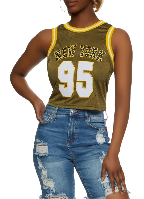 Studded New York 95 Cropped Basketball Jersey sold by Rainbow